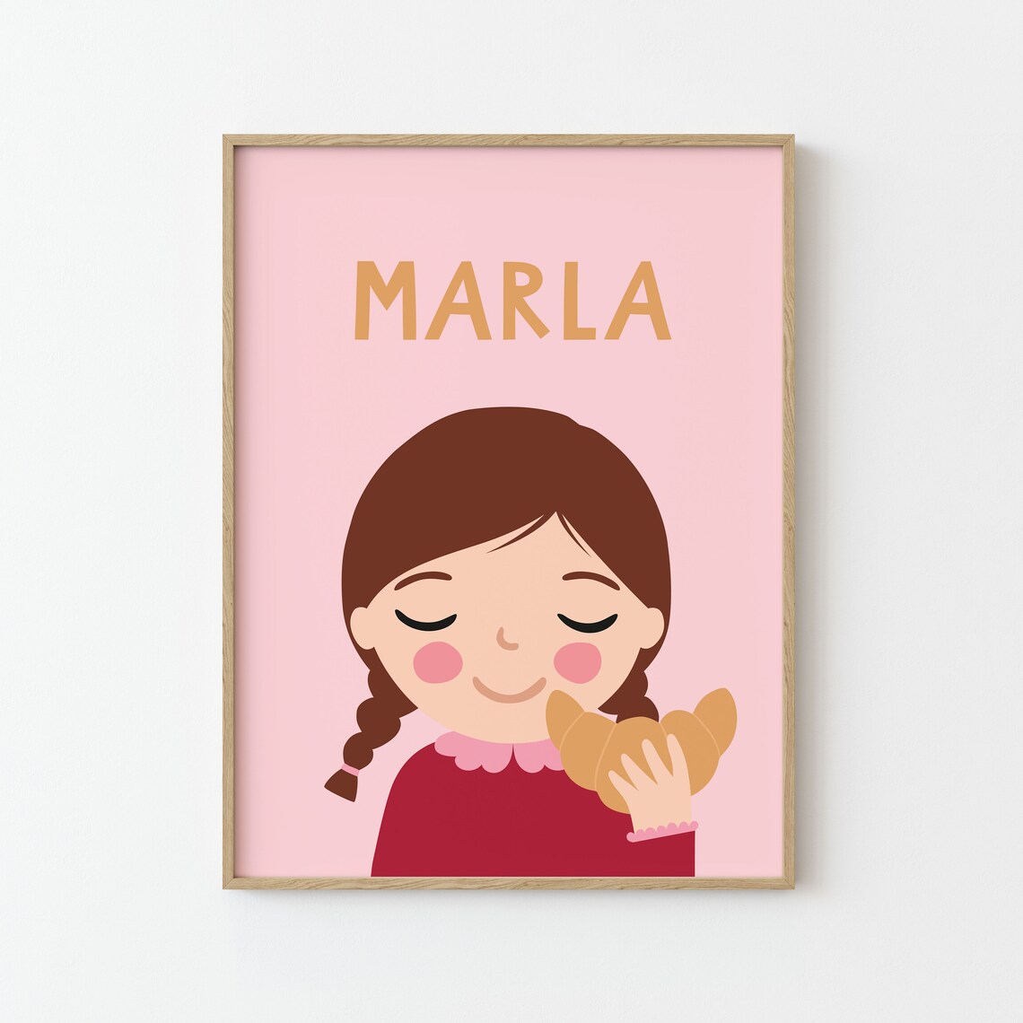 Personalized Brown-Haired Girl Portrait Poster