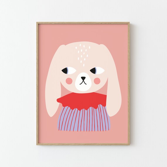 Bunny With Floppy Ears Nursery Animal Art Print