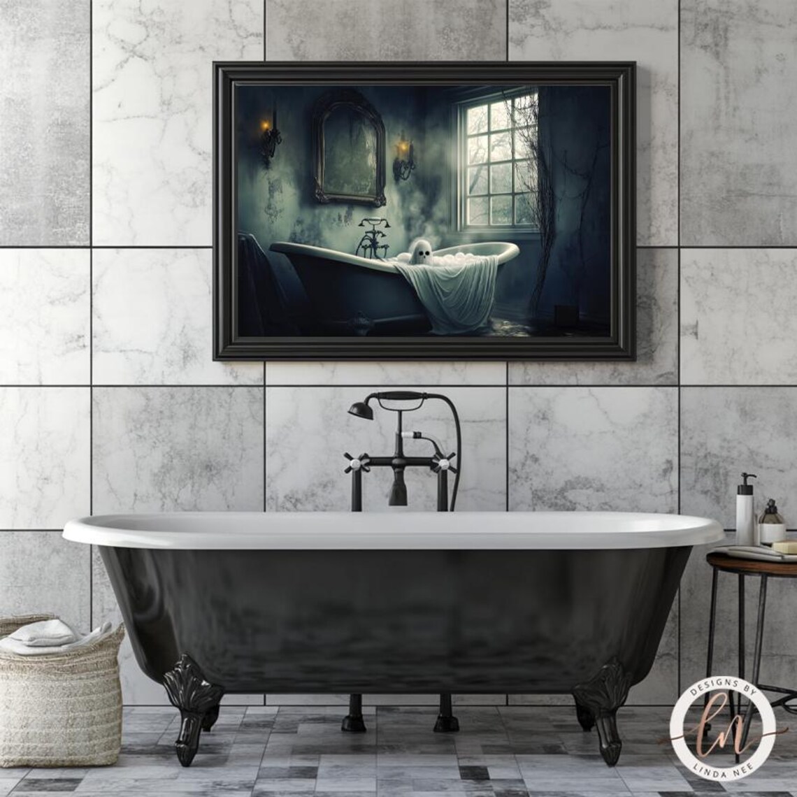 Ghost in the Bathtub, Gothic Halloween Poster - Image 4