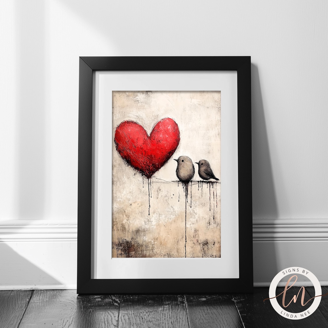 Love Birds Romantic Minimalist Valentine Art Print - Image 3