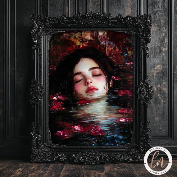 Ophelia Dark Academia Print Moody Victorian Floral Painting Vintage Gothic Home Decor Renaissance Wall Art Shakespeare Poster 6 Got064