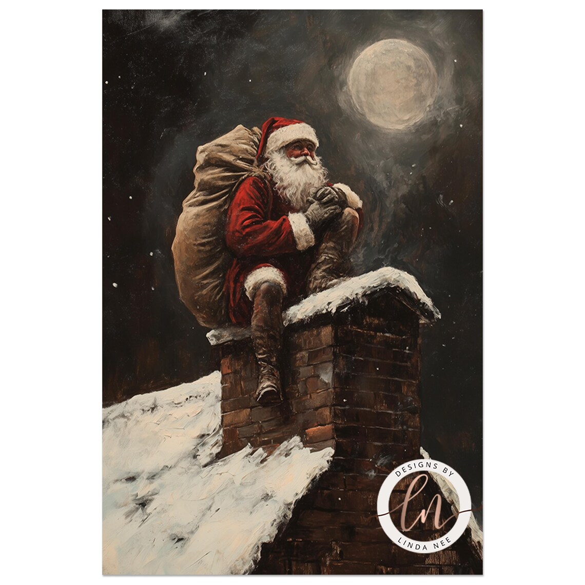Santa Claus Dark Academia Vintage Christmas Art Print - Image 4