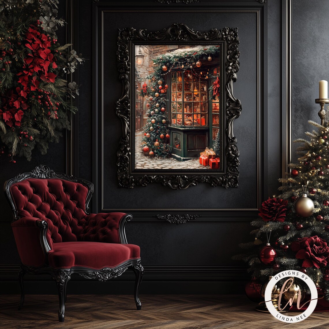 Victorian Christmas Tree, Dark Academia Wall Art Print - Image 2