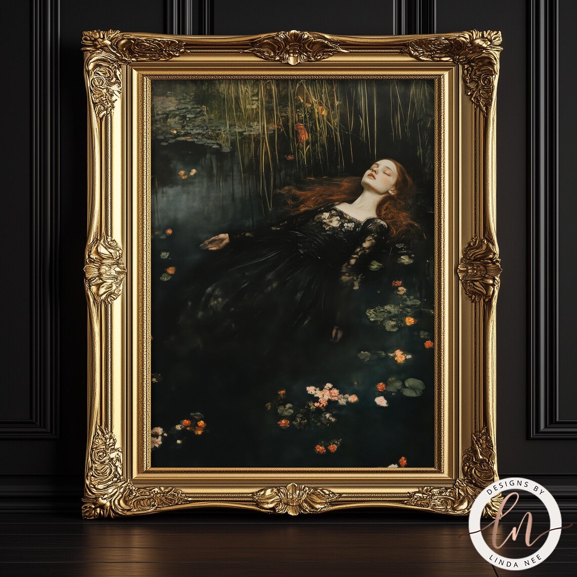 Ophelia Drowning Dark Academia, Victorian Art Print