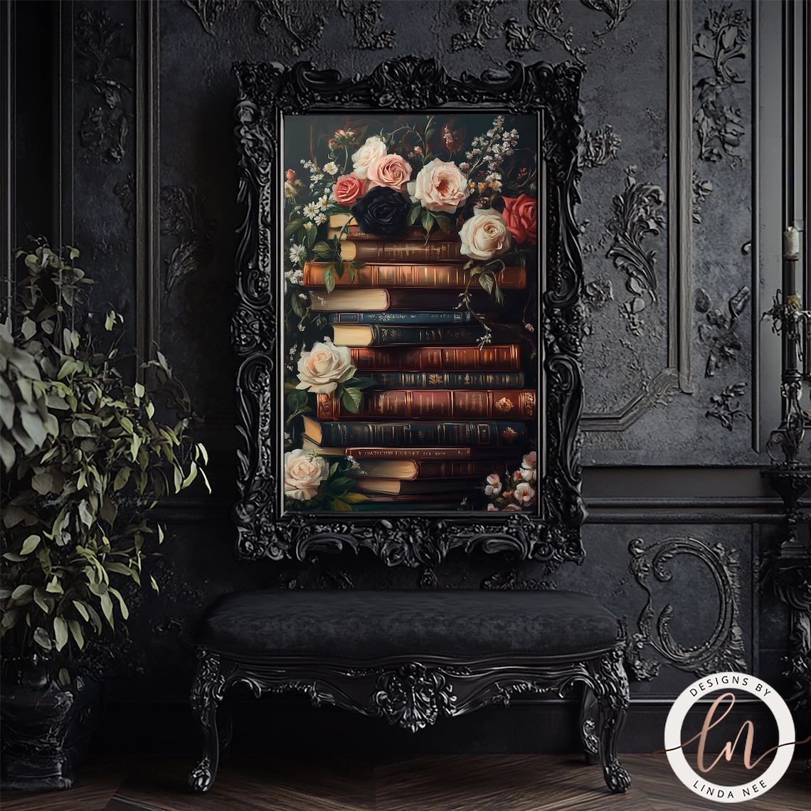 Dark Academia Library Art Print, Vintage Victorian - Image 4