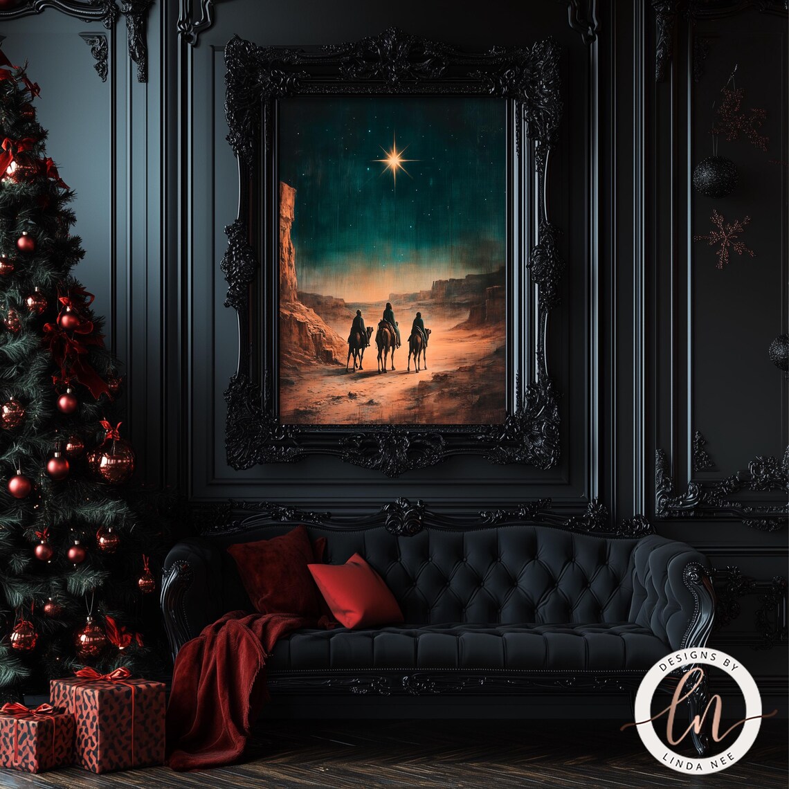 Star Of Bethlehem and Three Wise Men Art Print - Image 4