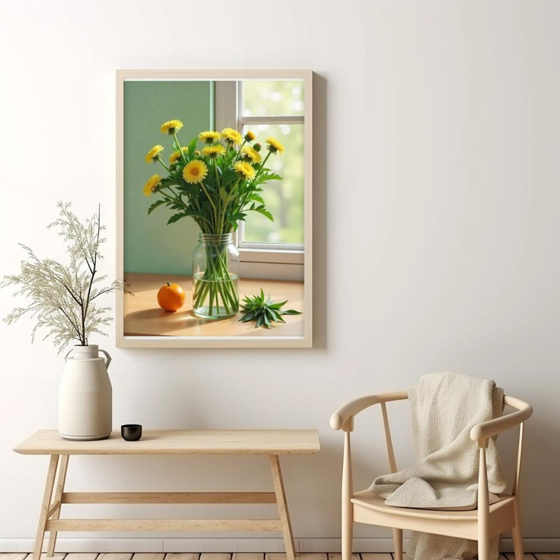 Cheerful Yellow Daisy Bouquet In Mason Jar Beside Sunny Window Poster