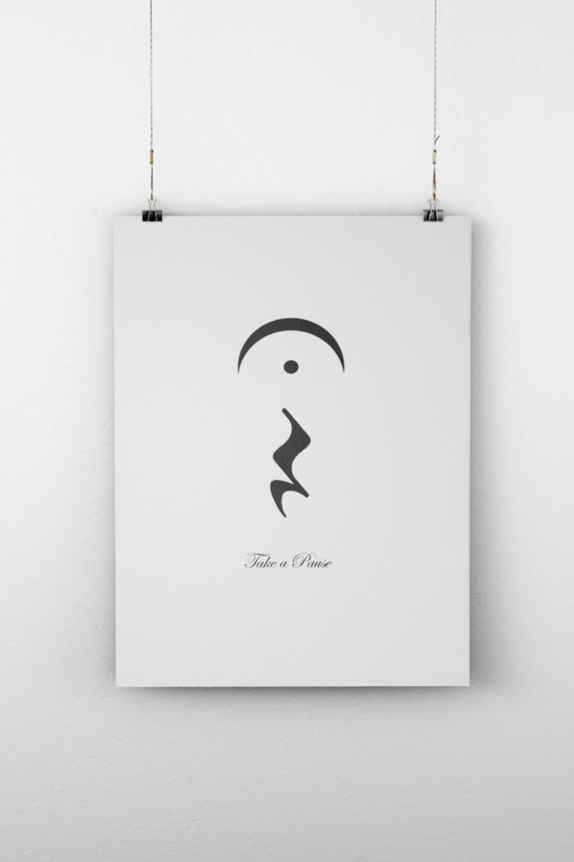 Take a Pause Black Minimalist Line Art on White Inspirational Poster - Image 2