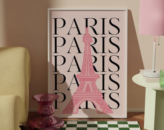 Paris France Travel Printcute Trendy Wall Artpink Paris Travel Exhibition Printdigital Art Downloadpreppy Paris Postertrendy Paris Art