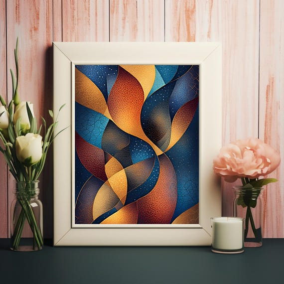 Fluid Harmony An Abstract Art Piece With Rich Hues And Starry Depth For Stunning Wall Decor