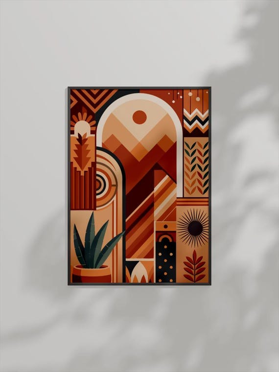 Midcentury Modern Abstract Desert Geometric Boho Art