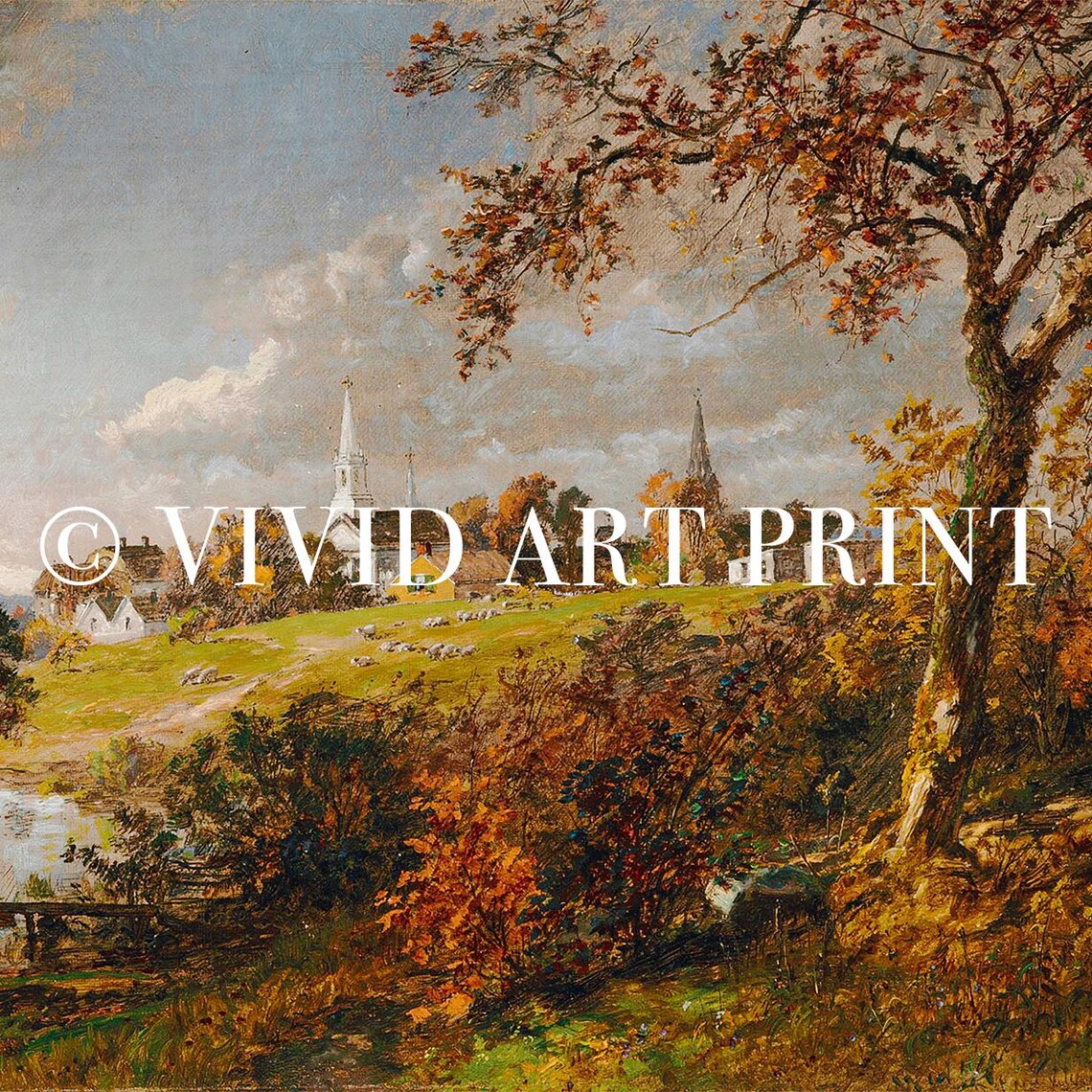 Rustic Countryside Village Vintage Landscape Art Print - Image 4