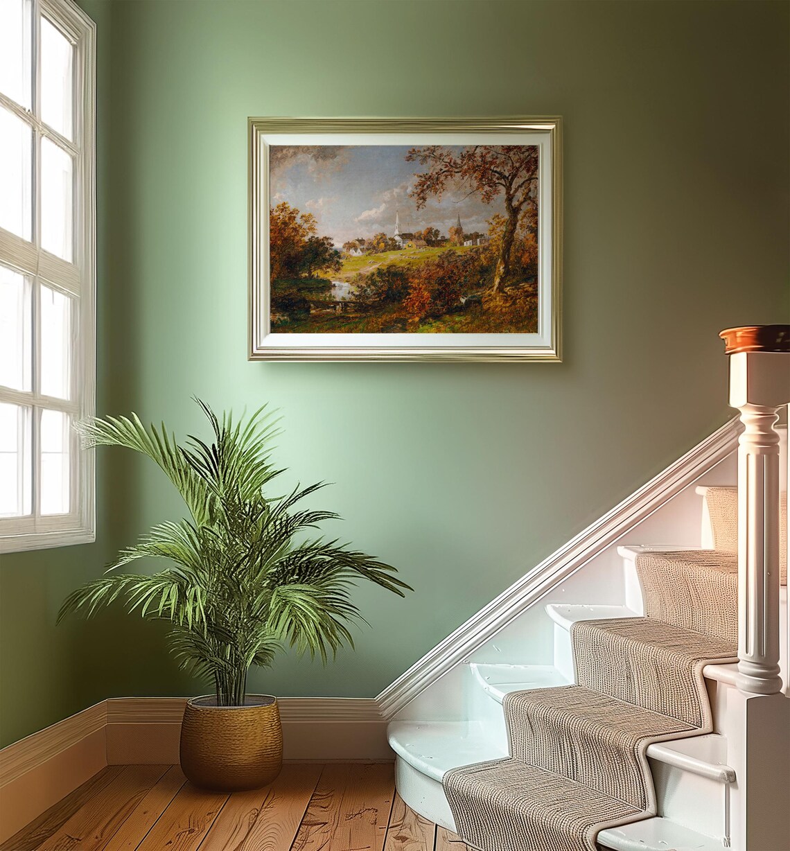 Rustic Countryside Village Vintage Landscape Art Print - Image 2