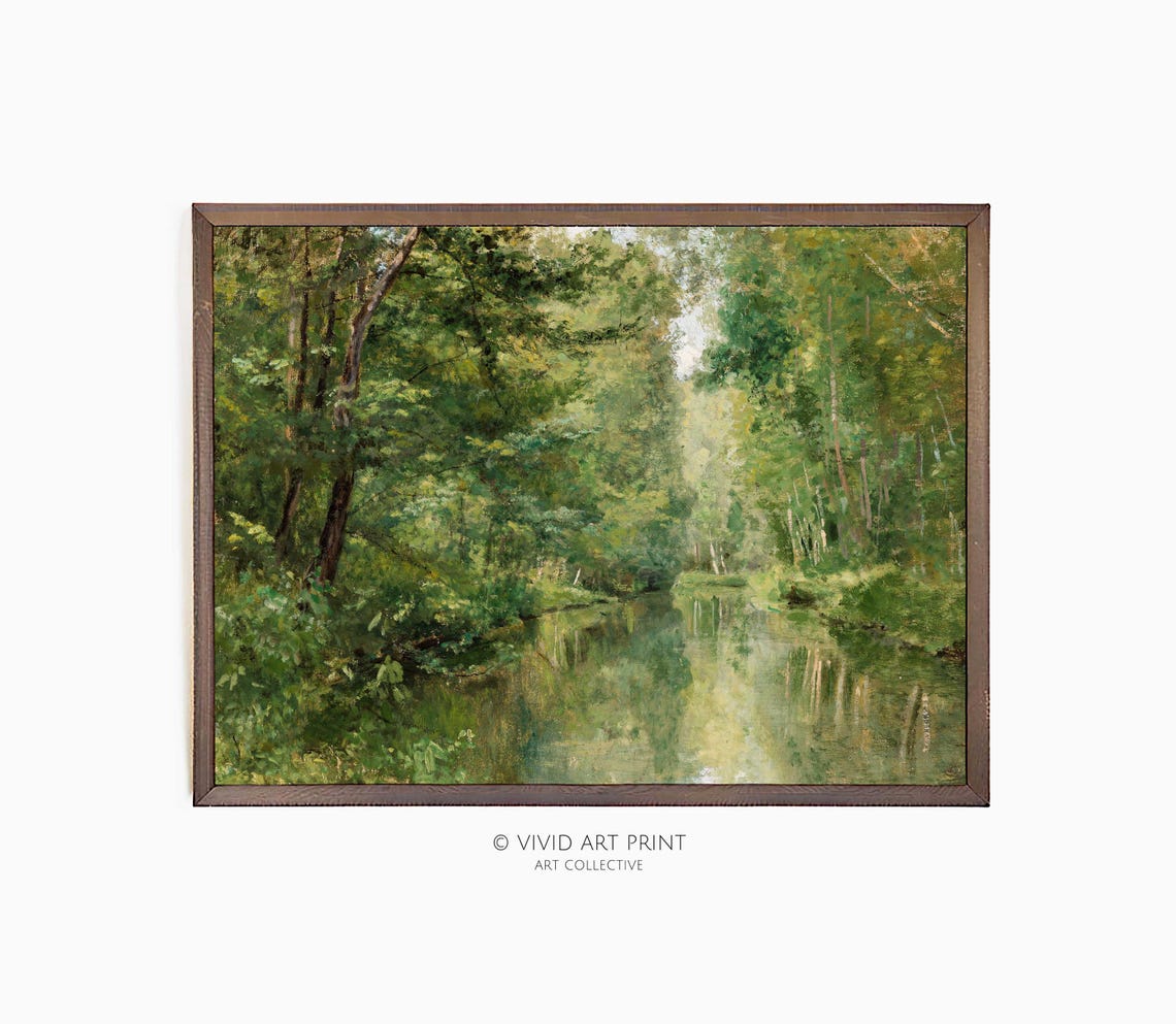 Summer Forest Vintage Landscape Wall Art Serene Nature Scene Home Decor Vivid Art Print Fb 406