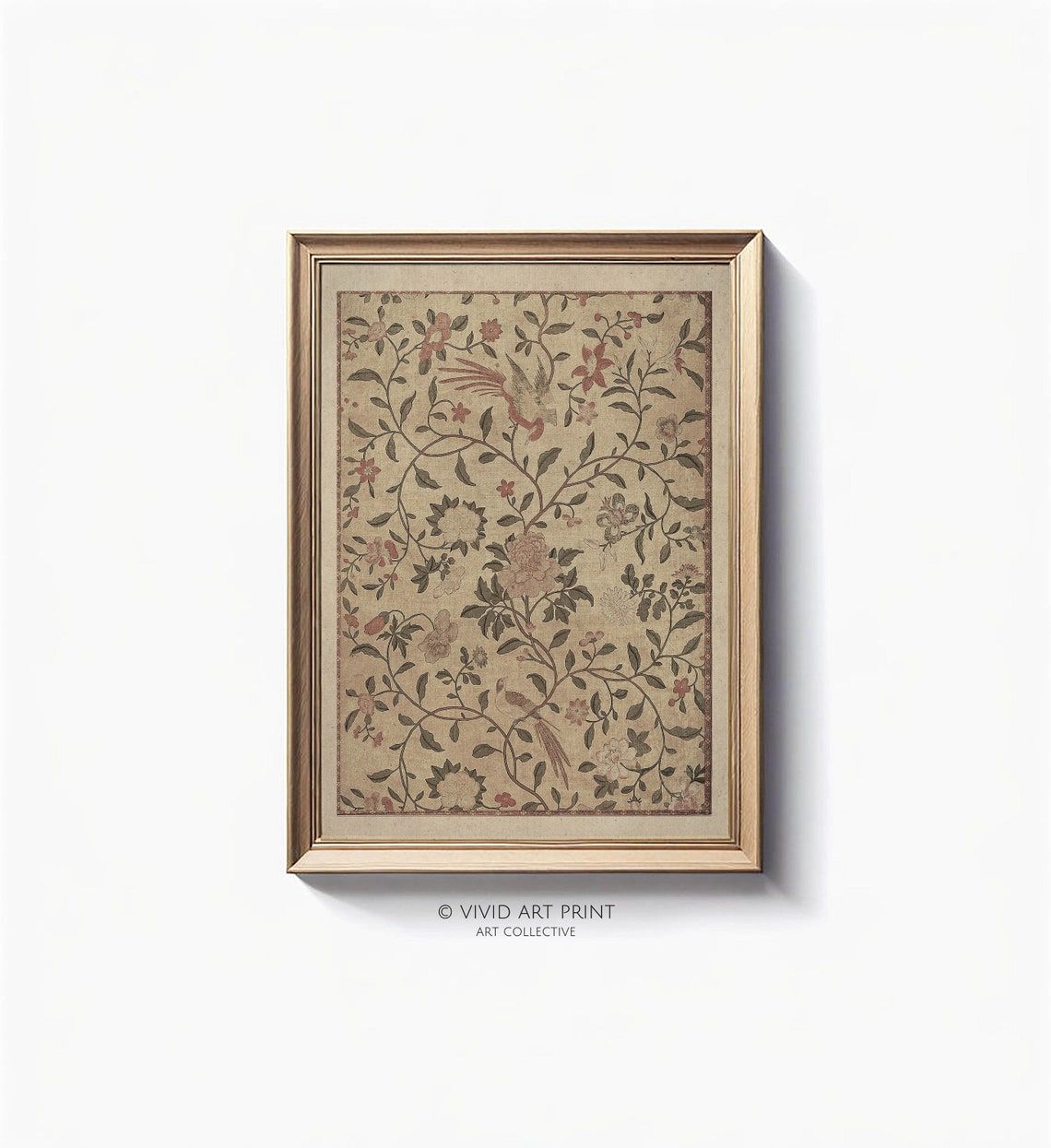 Vintage Tapestry Pattern, Antique Floral Art Print