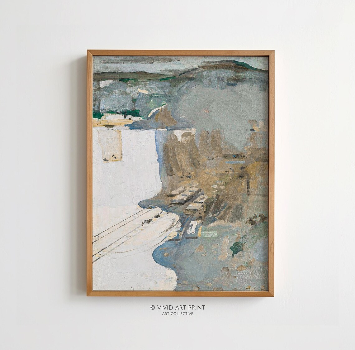 Muted Abstract Art, Vintage Mid Century Modern