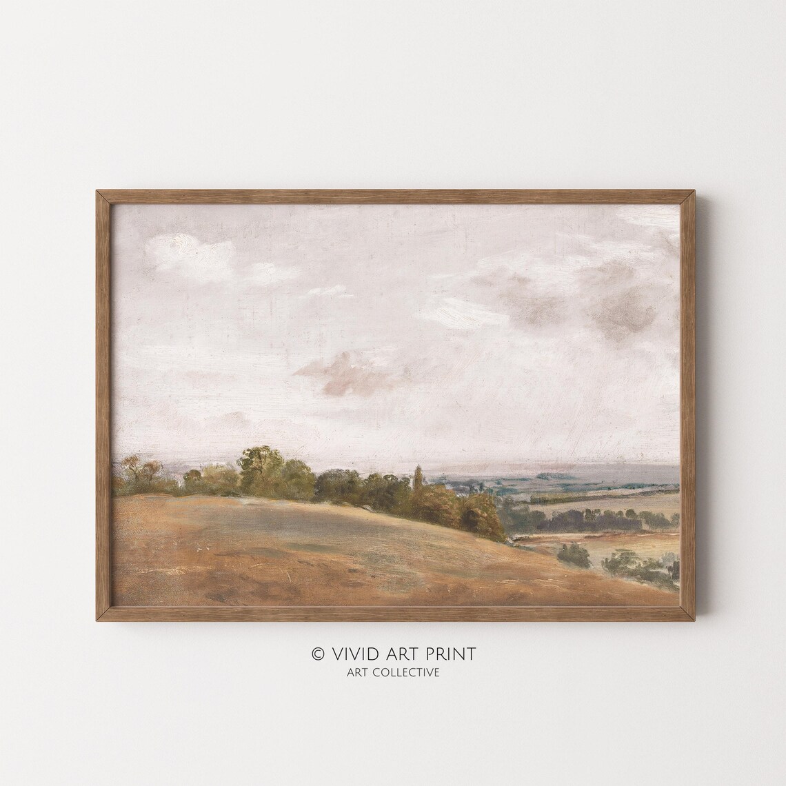 Vintage Landscape Art Print, Rustic Farmhouse