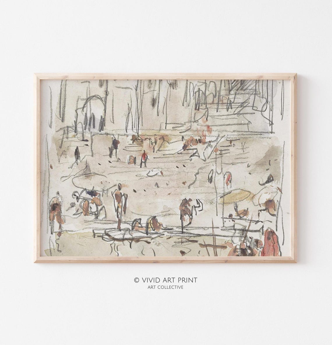 Minimalist Abstract Art Print, Vintage Neutral Nursery