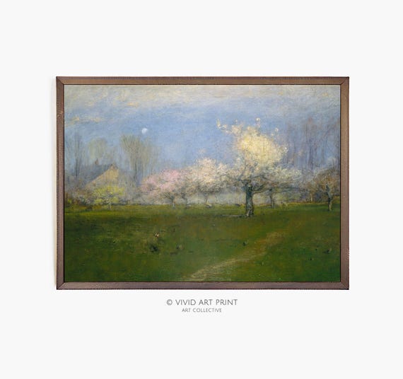 Muted Spring Blossom Landscape Art Vintage Moody Home Decor Vivid Art Print Gi 217