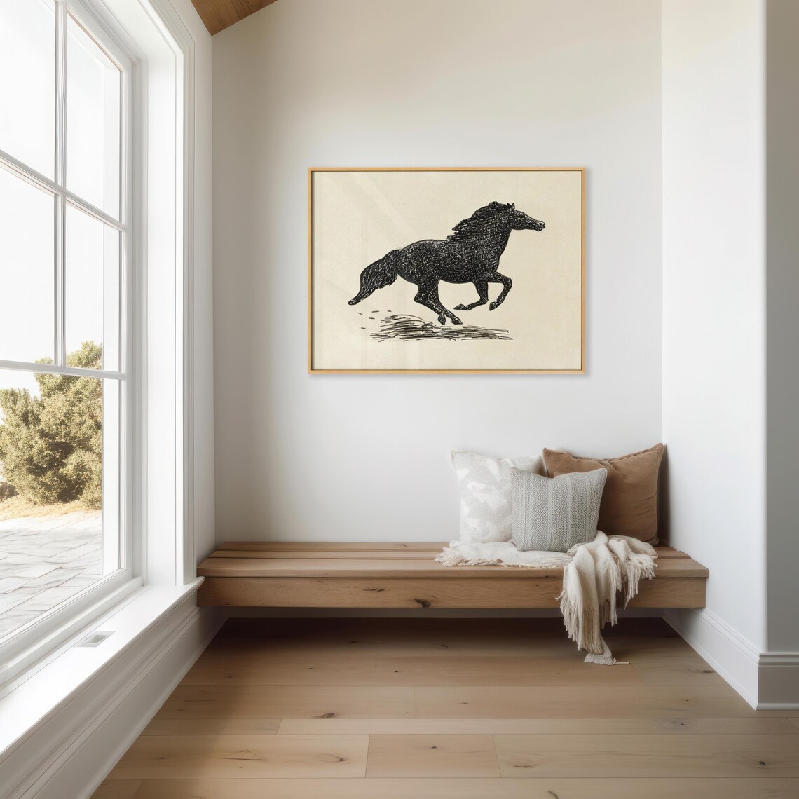 Galloping Horse Vintage Sketch, Rustic Equestrian Art Print - Image 3