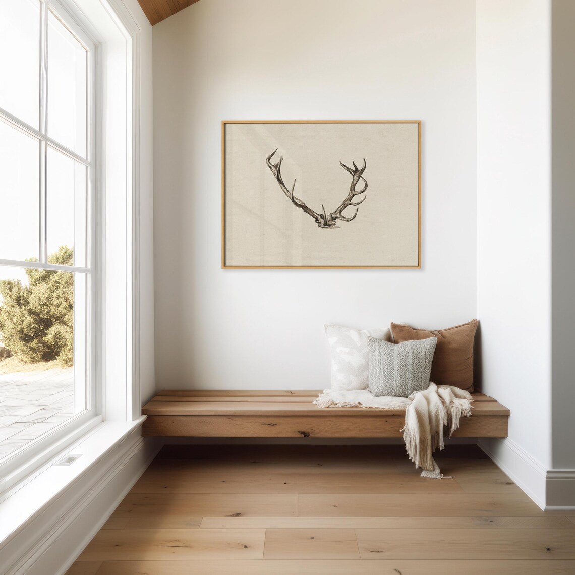 Rustic Antler Vintage Farmhouse Wildlife Art Print - Image 3