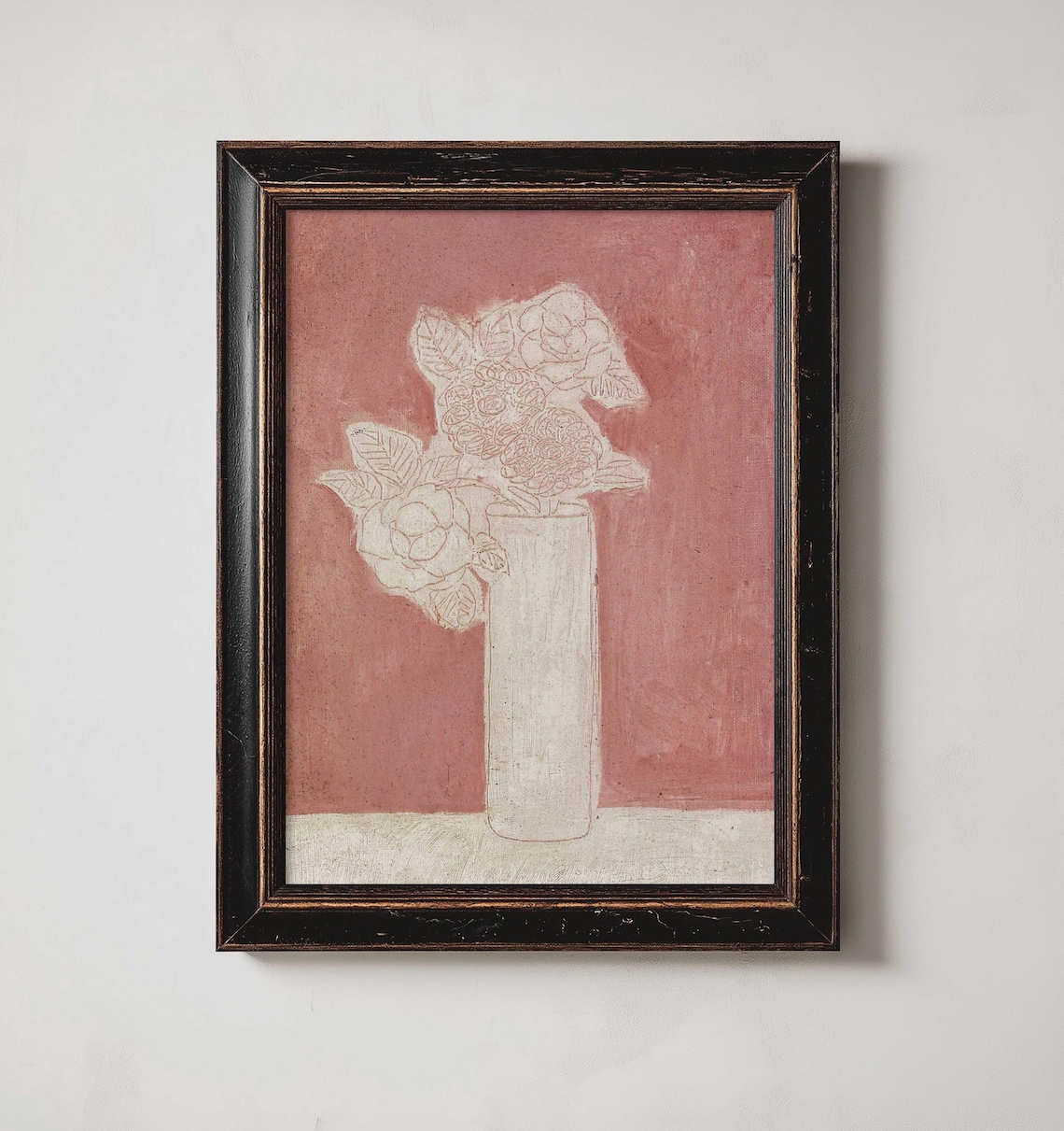 Vintage Floral Abstract Art Print, Muted Pink Botanical - Image 2