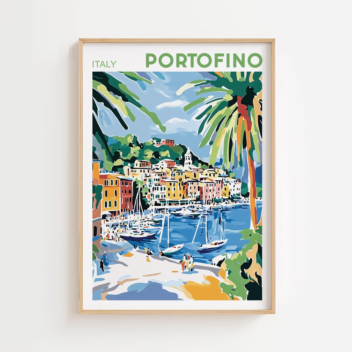 Portofino Vintage Travel Poster, Italy Coastal Art