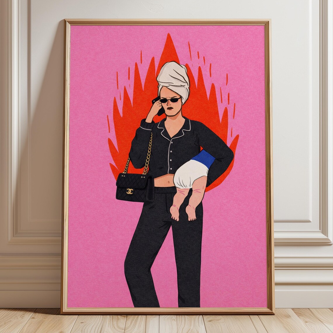 Funny Mom Life Hot Mess Poster, Sassy Feminist Decor