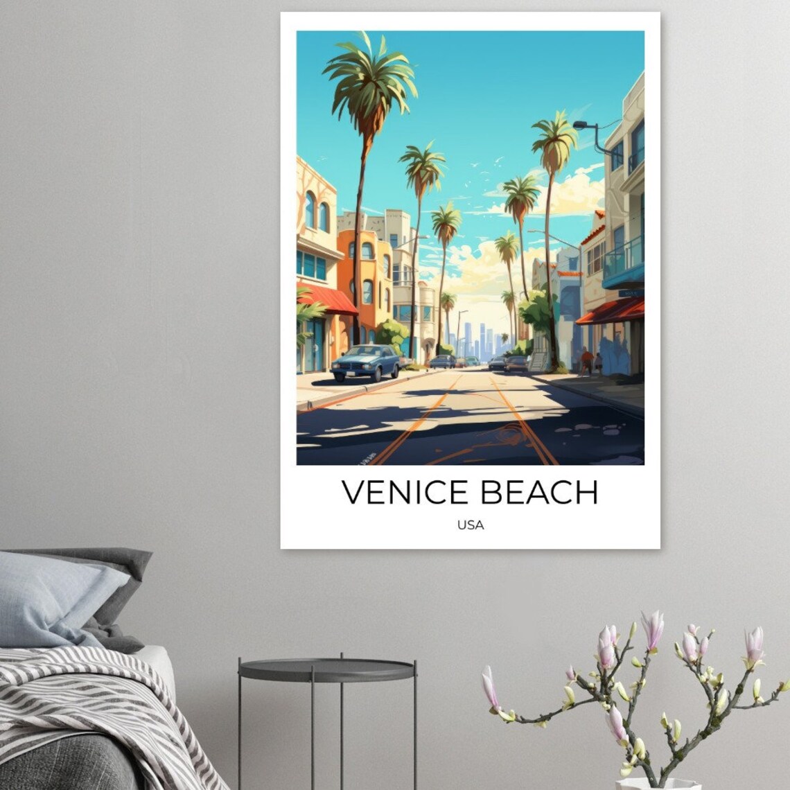 Venice Beach California Palm Street Retro Vintage Travel Poster - Image 3