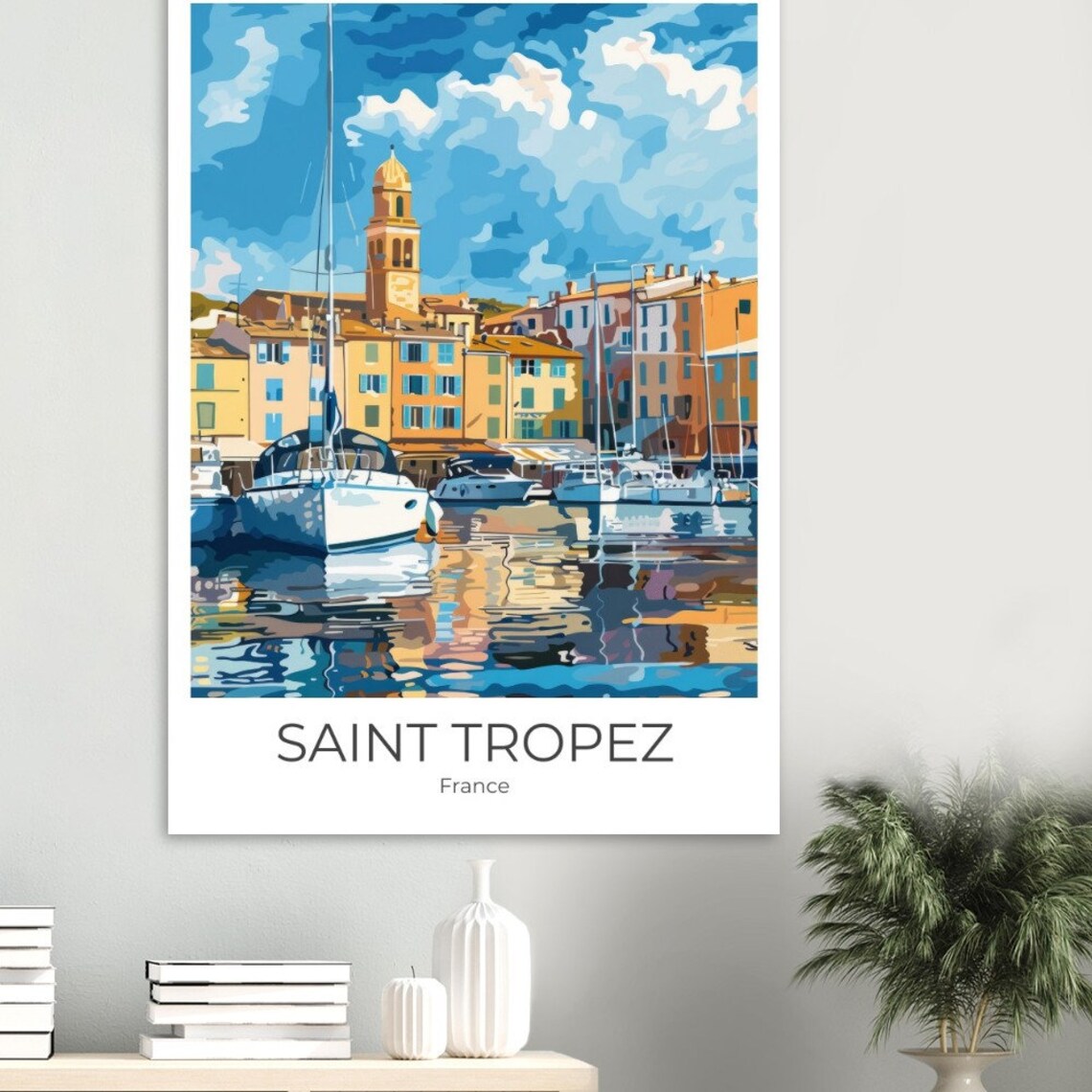Saint Tropez Harbor Yachts French Riviera Summer Travel Poster - Image 3