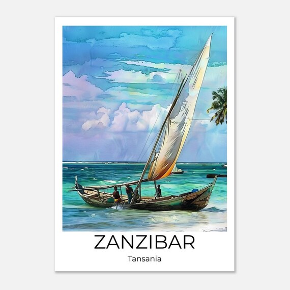 Zanzibar Watercolor Travel Poster Zanzibar Wall Art Africa Travel Print Zanzibar Zanzibar Wall Decoration