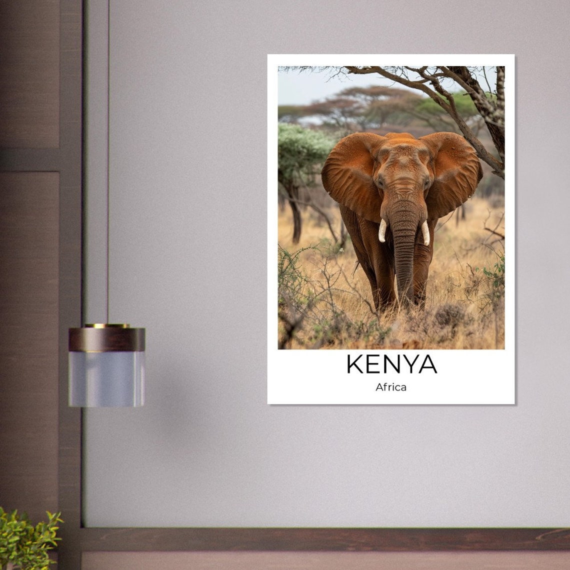 Kenya Africa Red Dust Elephant Savanna Wildlife Travel Poster - Image 2
