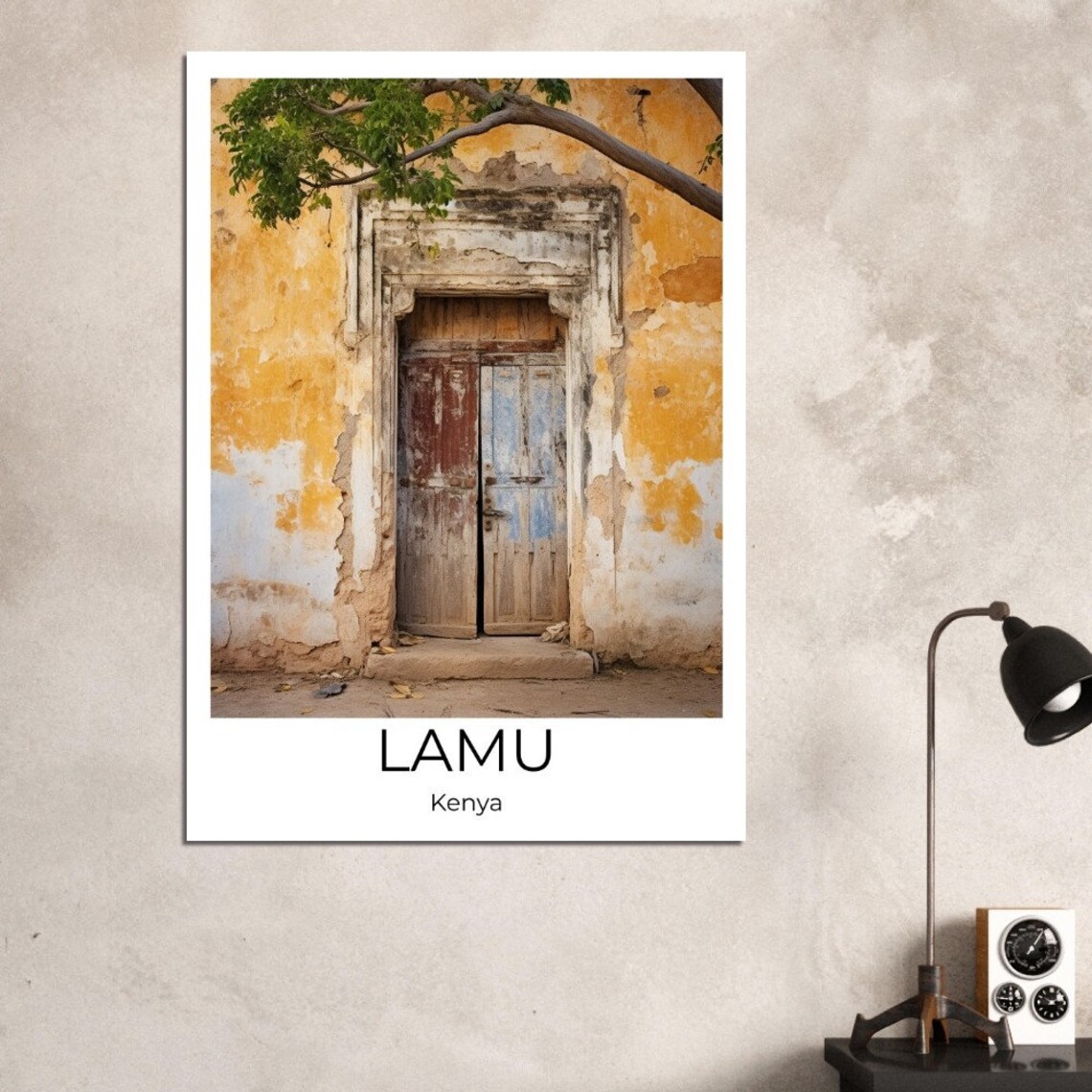 Lamu Kenya Weathered Wooden Door Old Town Facade Travel Poster - Image 3