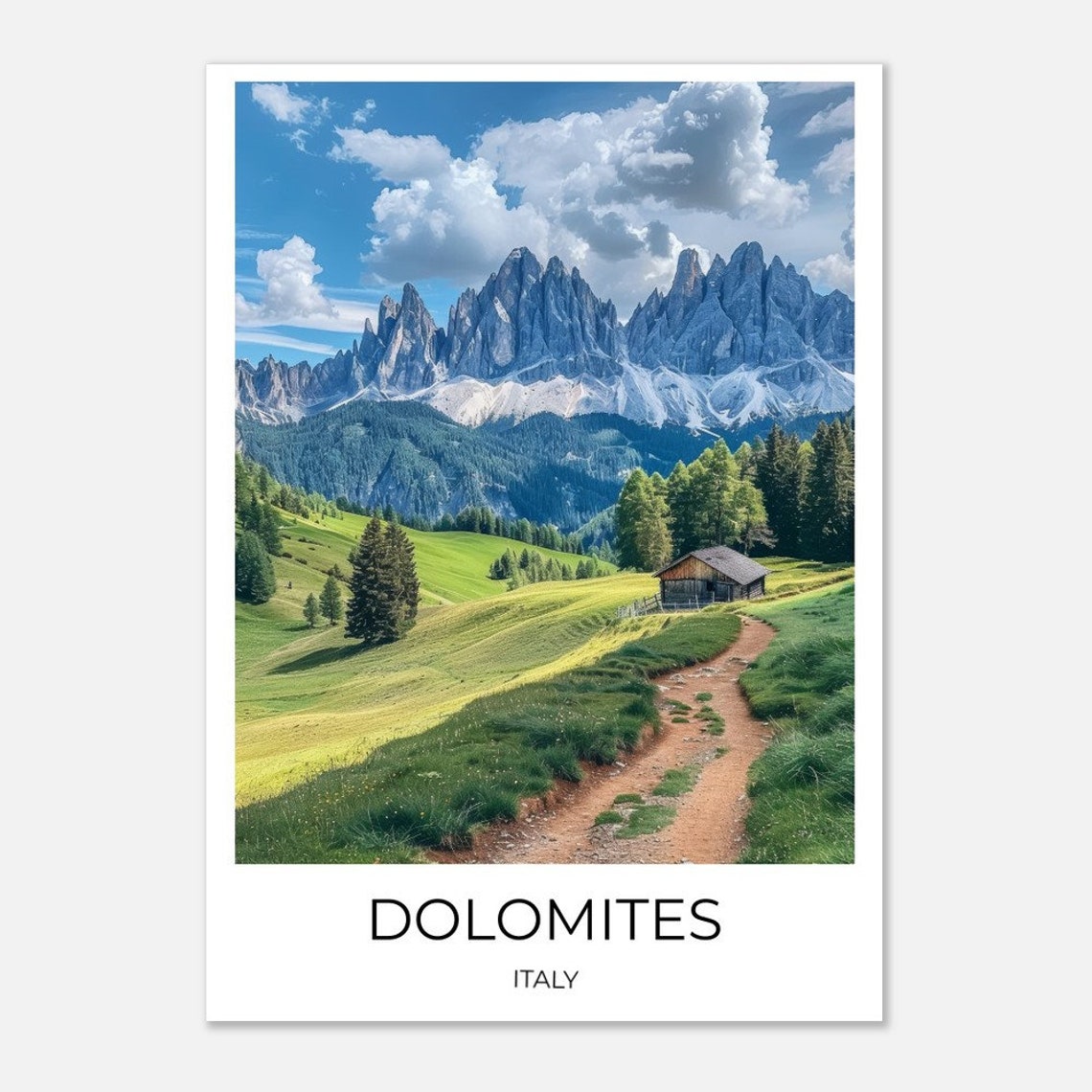 Dolomites Italy Jagged Peaks Alpine Meadow Trail Travel Poster - Image 5