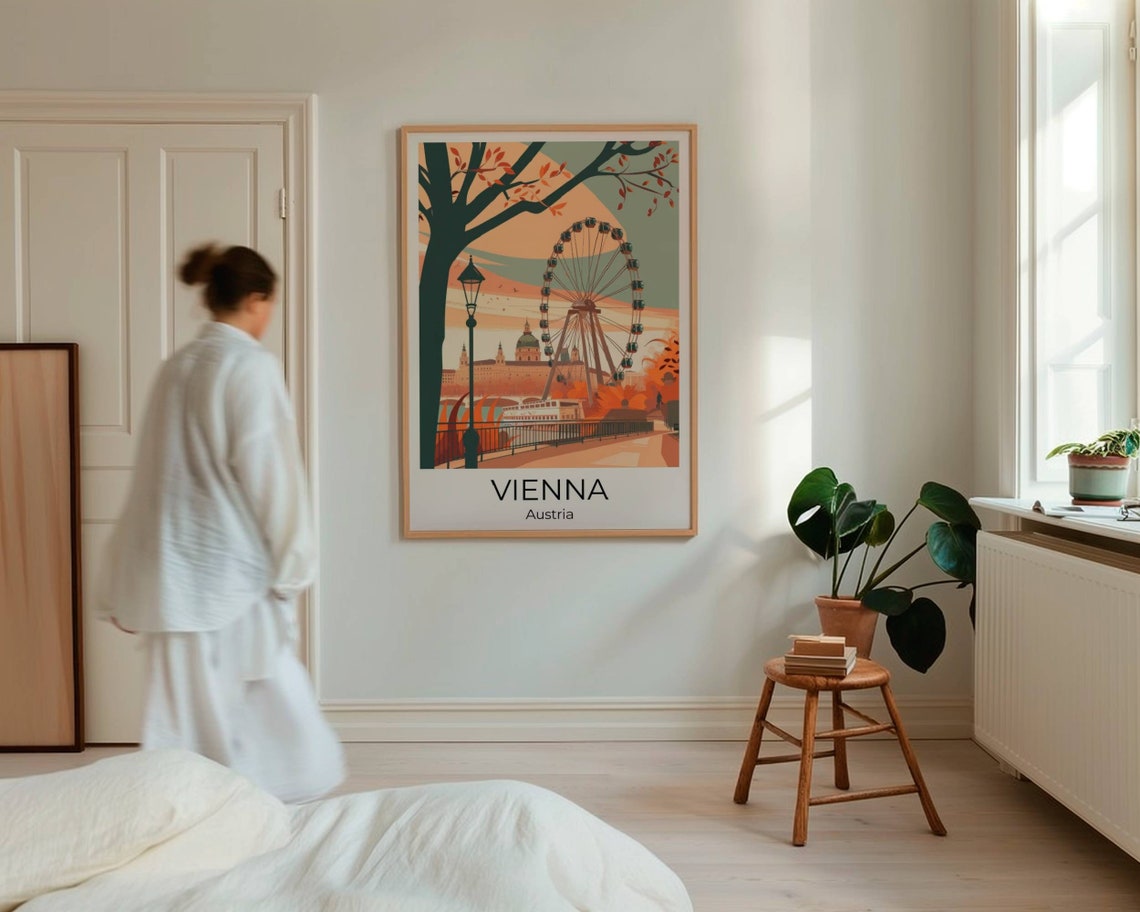 Vienna Austria Riesenrad Ferris Wheel Autumn Sunset Travel Poster - Image 5