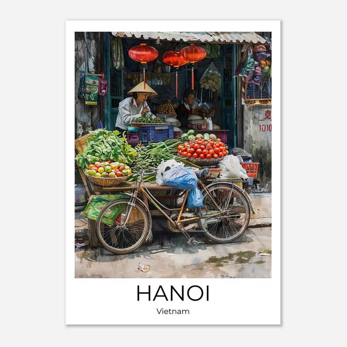 Hanoi Old Quarter Travel Poster Of Hanoi Wall Art Hanoi Travel Vietnam Hanoi Streetlife Hanoi Wall Decoration