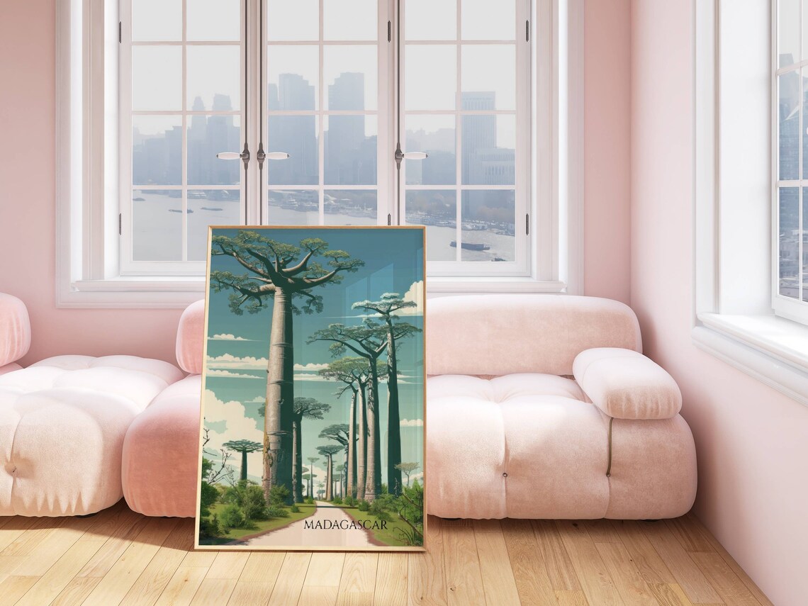 Madagascar Avenue of the Baobabs Giant Trees Savannah Road Art Poster - Image 3