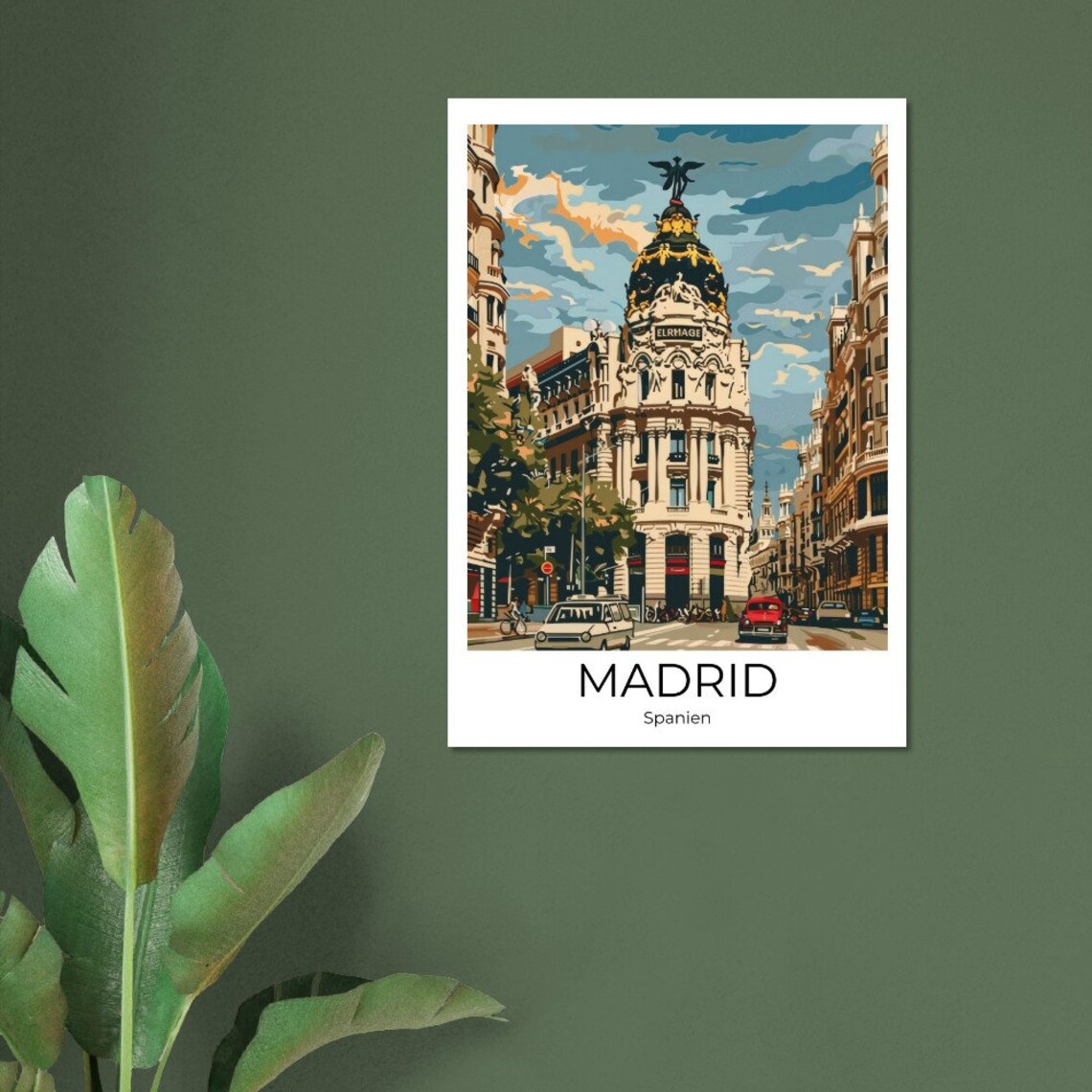 Madrid Vintage Travel Poster Spain City Street Classic Cars Art - Image 3