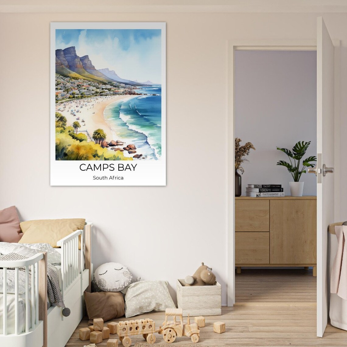 Camps Bay South Africa Beach Coast Watercolor Travel Art Poster - Image 3