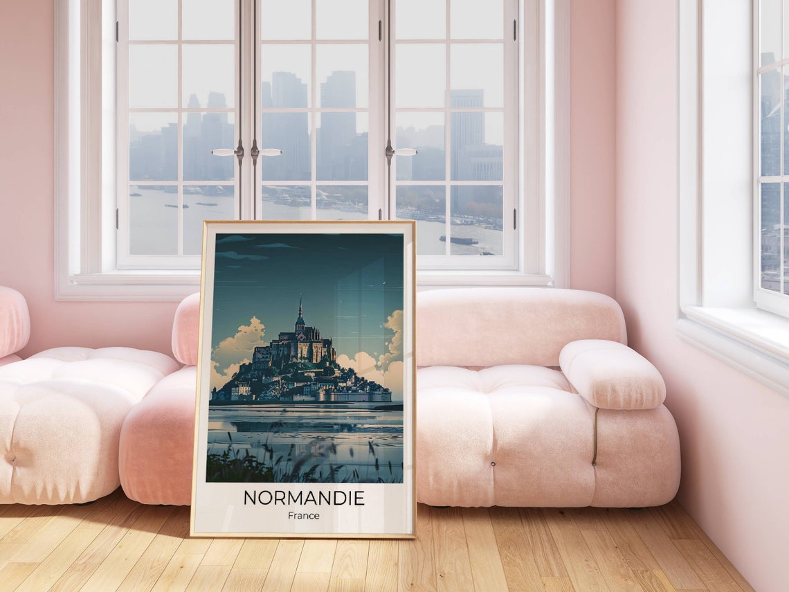 Mont Saint Michel Normandy France Twilight Reflection Travel Poster - Image 5