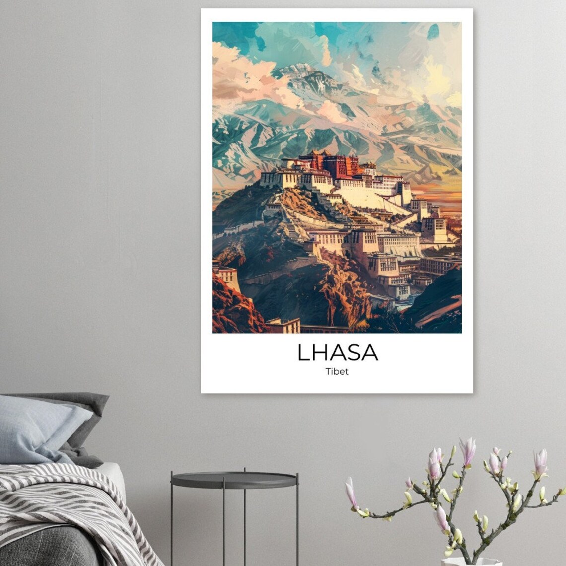Lhasa Tibet Potala Palace Mountain Panorama Illustrated Travel Poster - Image 4