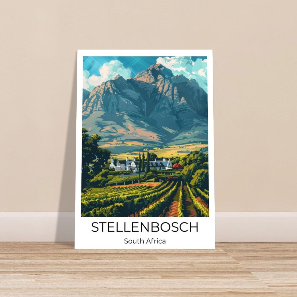 Stellenbosch Travel Poster Stellenbosch Travel Print Stellenbosch Watercolor Poster Wall Art South Africa South Africa Print