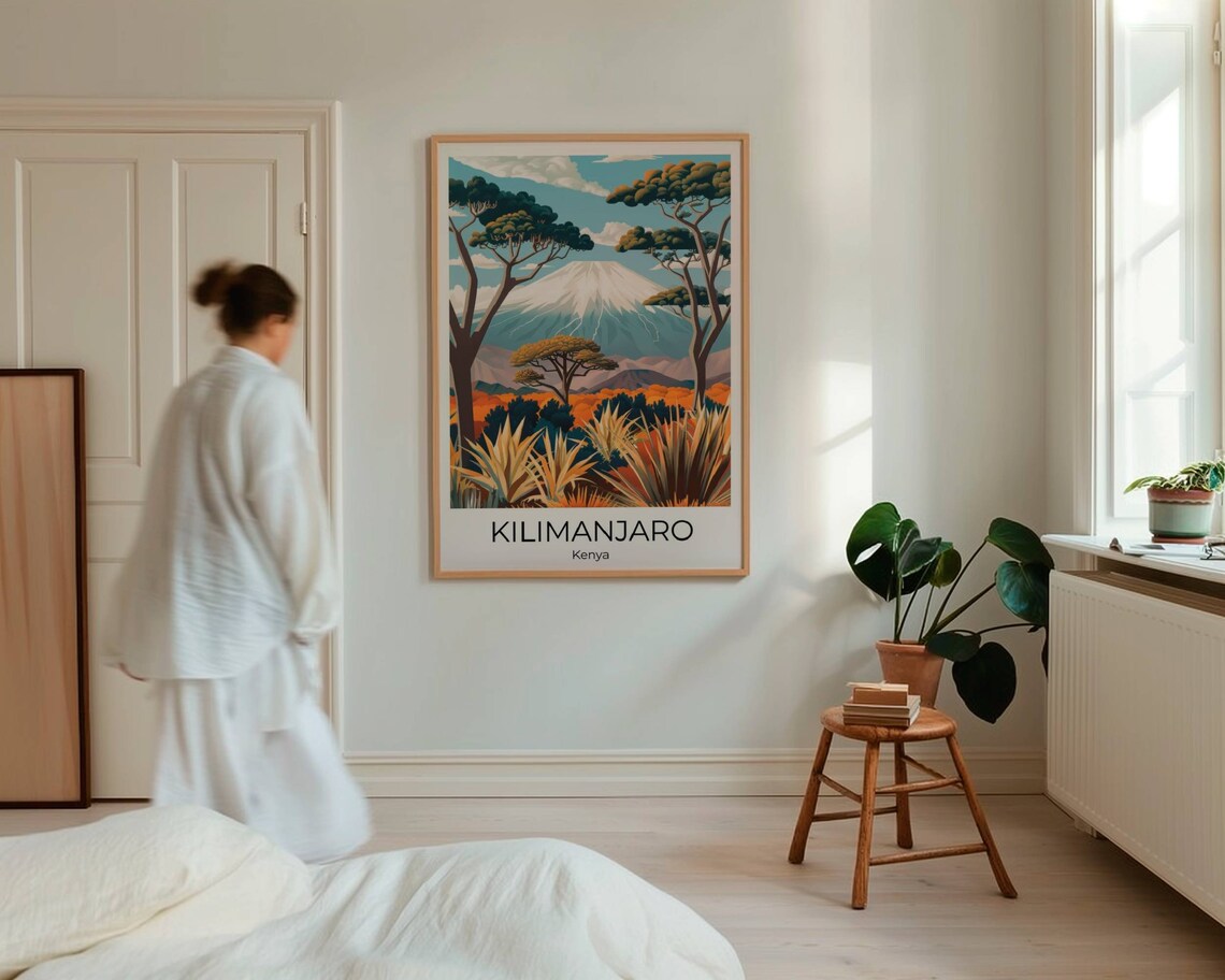 Kilimanjaro Snow Capped Mountain Safari Vintage Travel Poster - Image 3