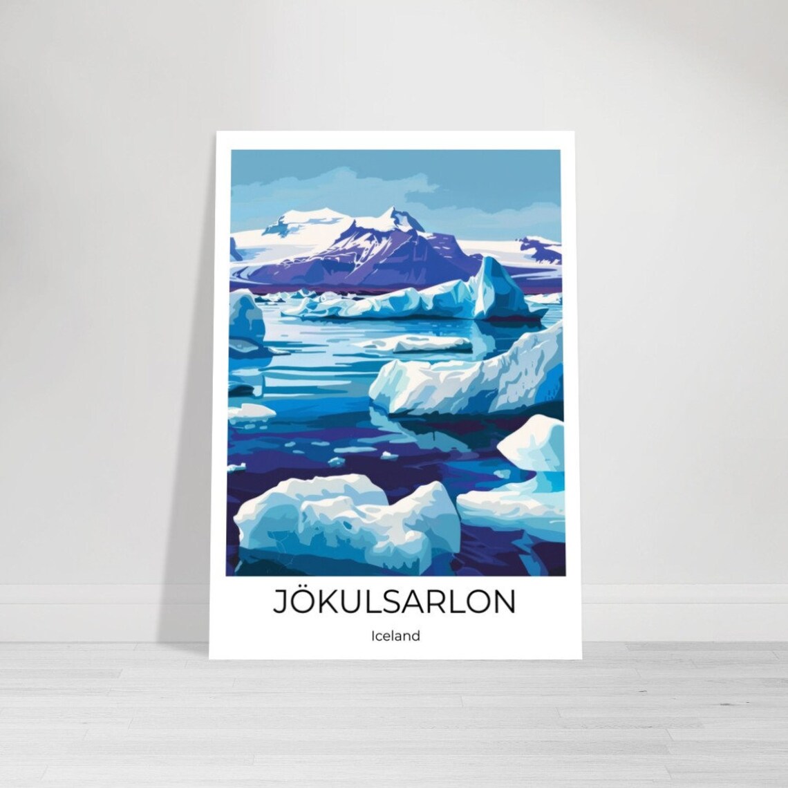 Jokulsarlon Iceland Glacier Lagoon Icebergs Illustration Poster