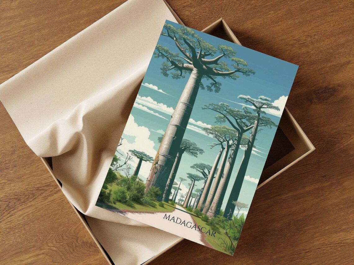 Madagascar Avenue of the Baobabs Giant Trees Savannah Road Art Poster - Image 5