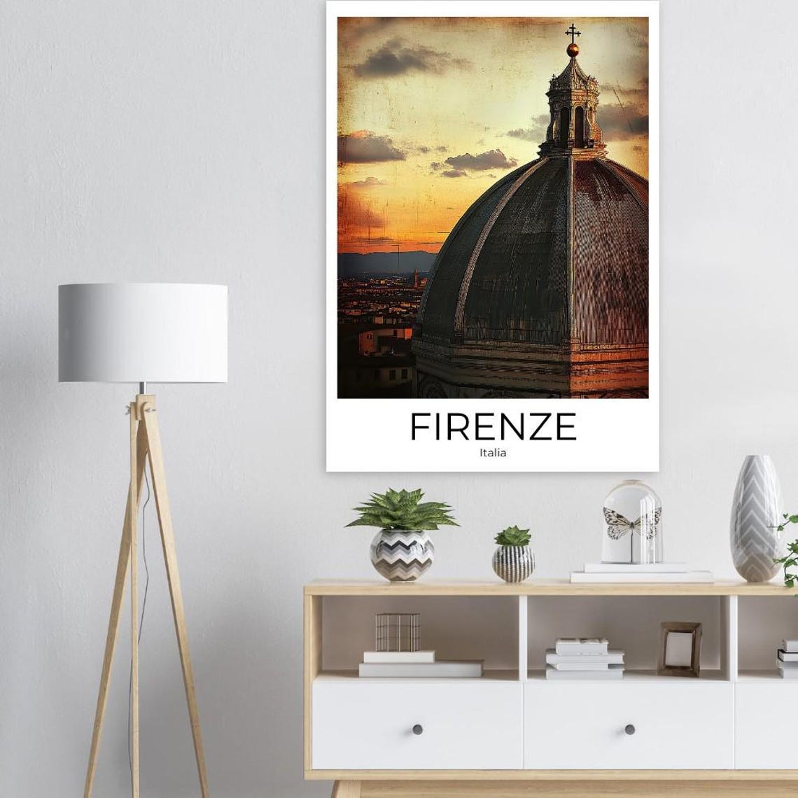 Firenze Florence Cathedral Dome Sunset Vintage Texture Travel Poster - Image 2