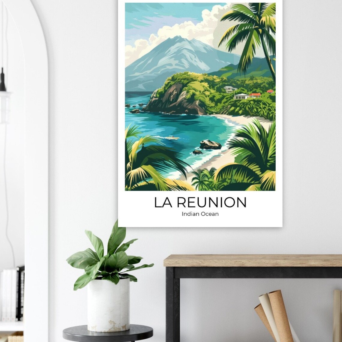 La Reunion Indian Ocean Island Cove Beach Volcano Travel Poster - Image 4