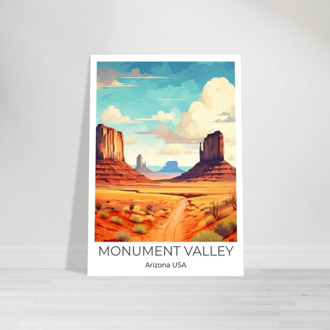 Monument Valley Arizona Desert Buttes Vintage Travel Art Poster