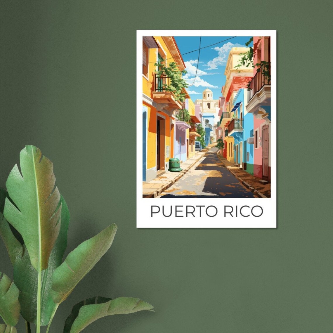 Puerto Rico Old San Juan Colorful Colonial Street Art Travel Poster - Image 2