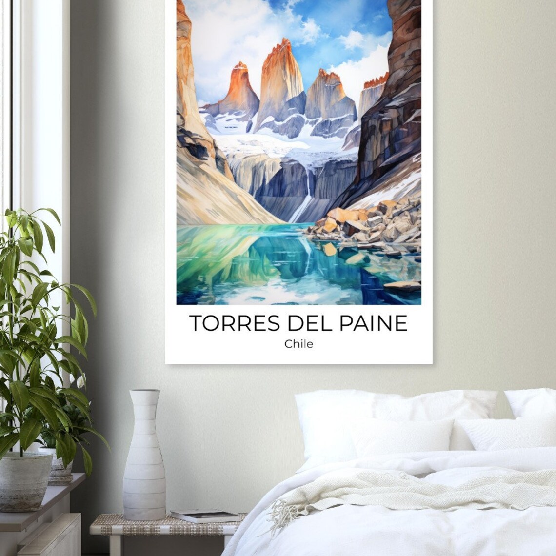 Torres del Paine Chile Granite Towers Glacial Lake Watercolor Poster - Image 5
